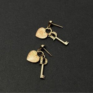 Dior Lock & Key Earrings - Gold Coated Costume Jewelry